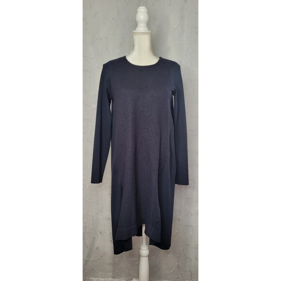 M COS Collection of Style Blue Long Sleeves Shift Dress Wool & Cotton Medium - Picture 1 of 5
